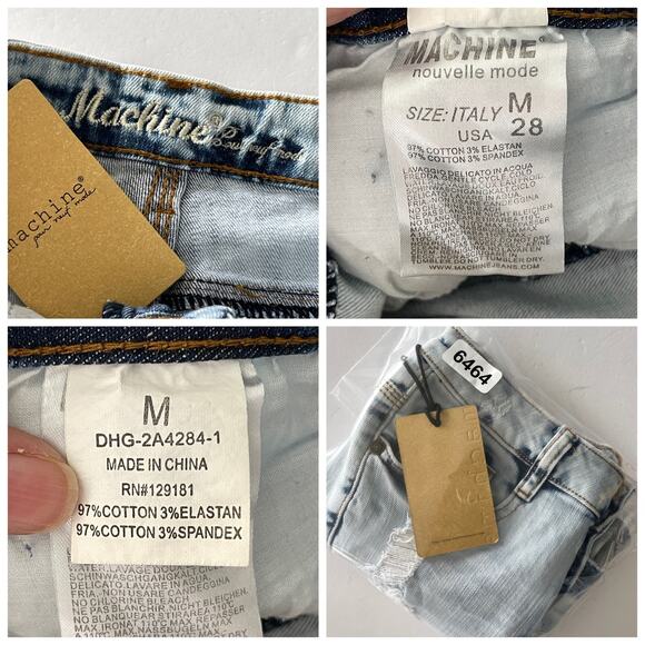 Machine NEW Women's Distressed Shorts Frayed Hem Light Denim Wash Size M/28 Blue - Picture 9 of 9